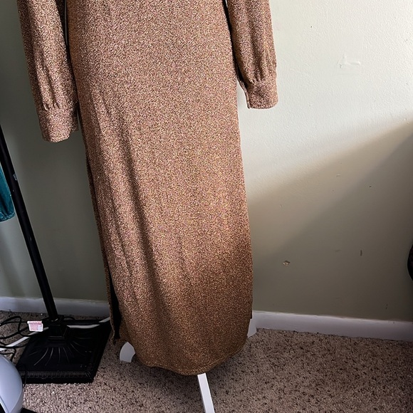 South Beach longline gold side slits open front Metallic Duster Cardigan Sweater - Picture 7 of 15